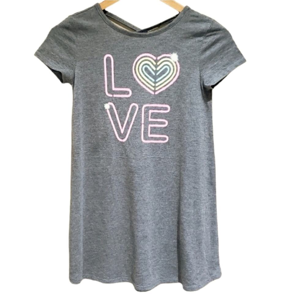 Girl's Grayson Social Love Crossback T-Shirt Dress Gray Size L